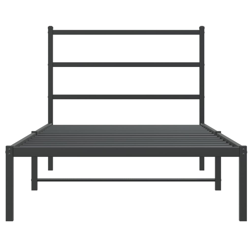 vidaXL Bedframe met hoofdbord metaal zwart 100x190 cm