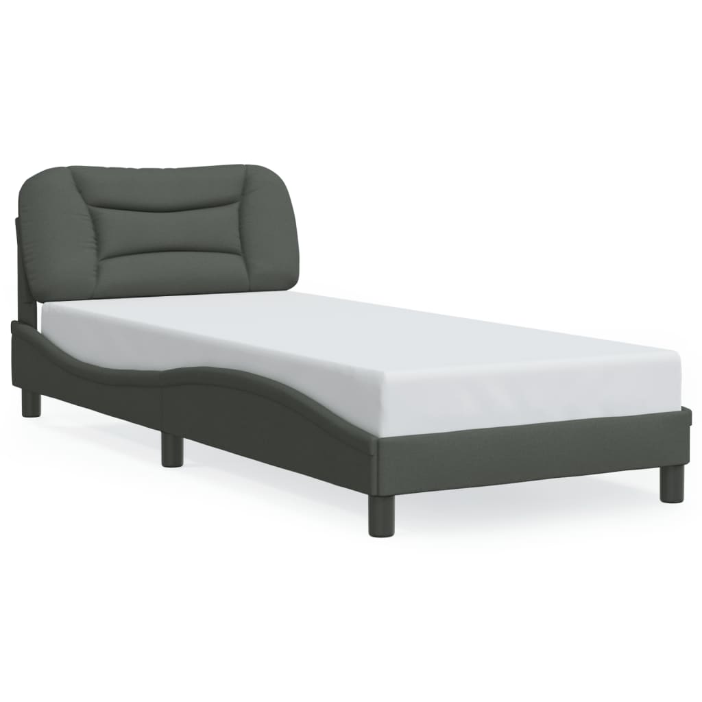 vidaXL Bedframe met hoofdbord stof donkergrijs 80x200 cm