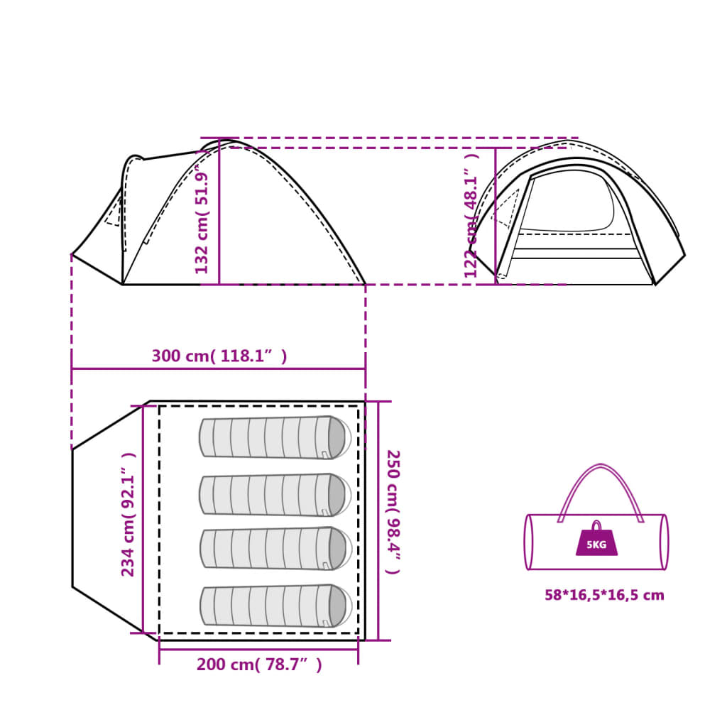 vidaXL Koepeltent 4-persoons waterdicht oranje