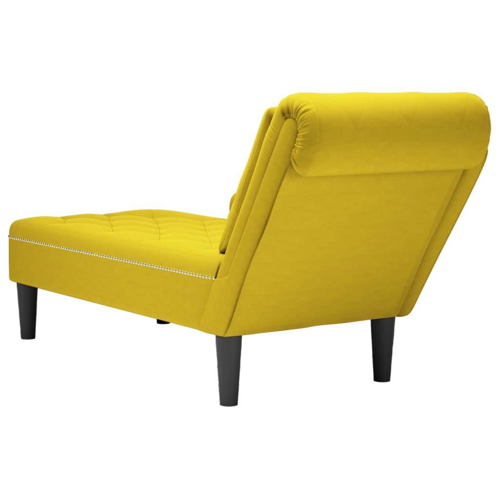 vidaXL Chaise longue met kussen en rechterarmleuning fluweel geel