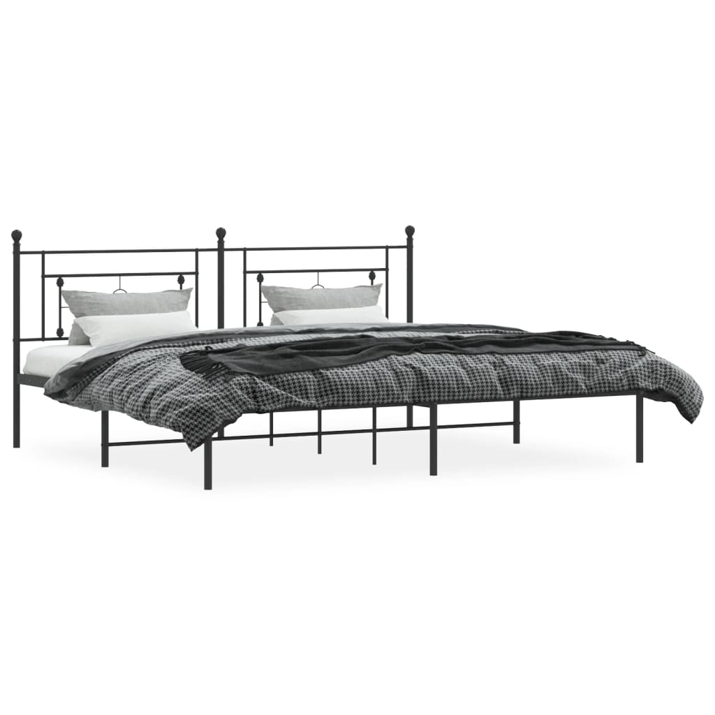 vidaXL Bedframe met hoofdbord metaal zwart 193x203 cm