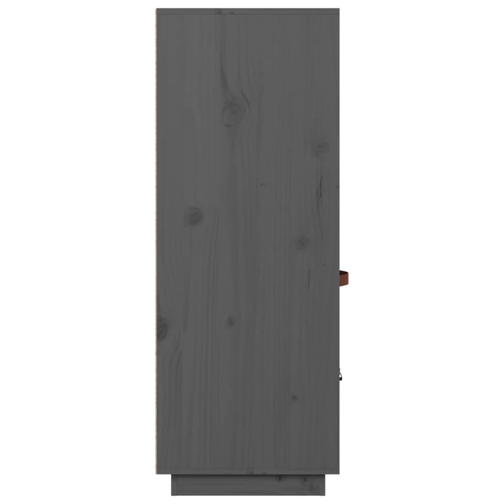 vidaXL Hoge kast 67x40x108,5 cm massief grenenhout grijs