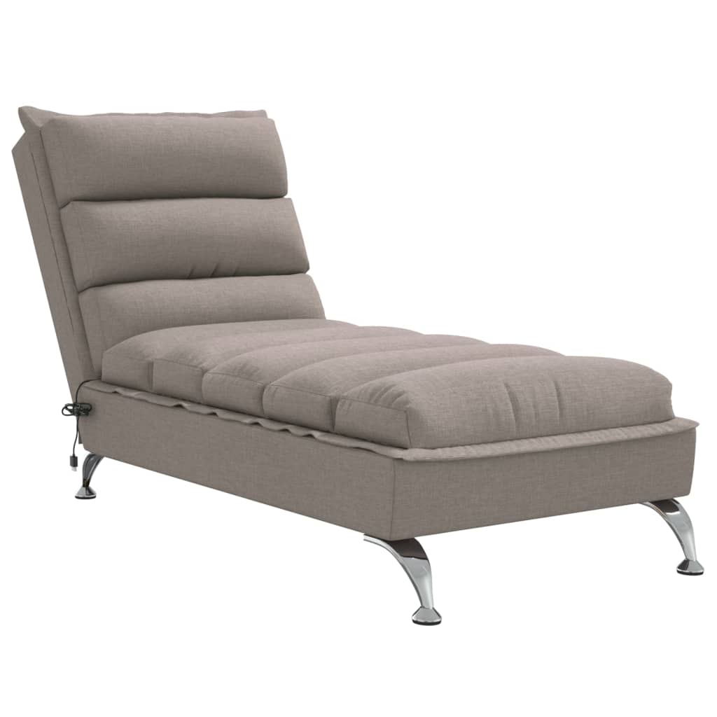 vidaXL Massage chaise longue met kussens stof taupe