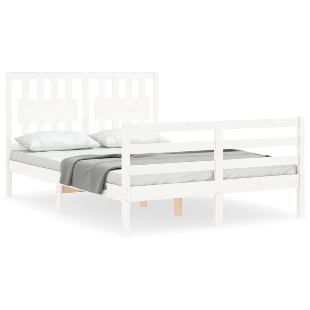 vidaXL Bedframe met hoofdbord massief hout wit