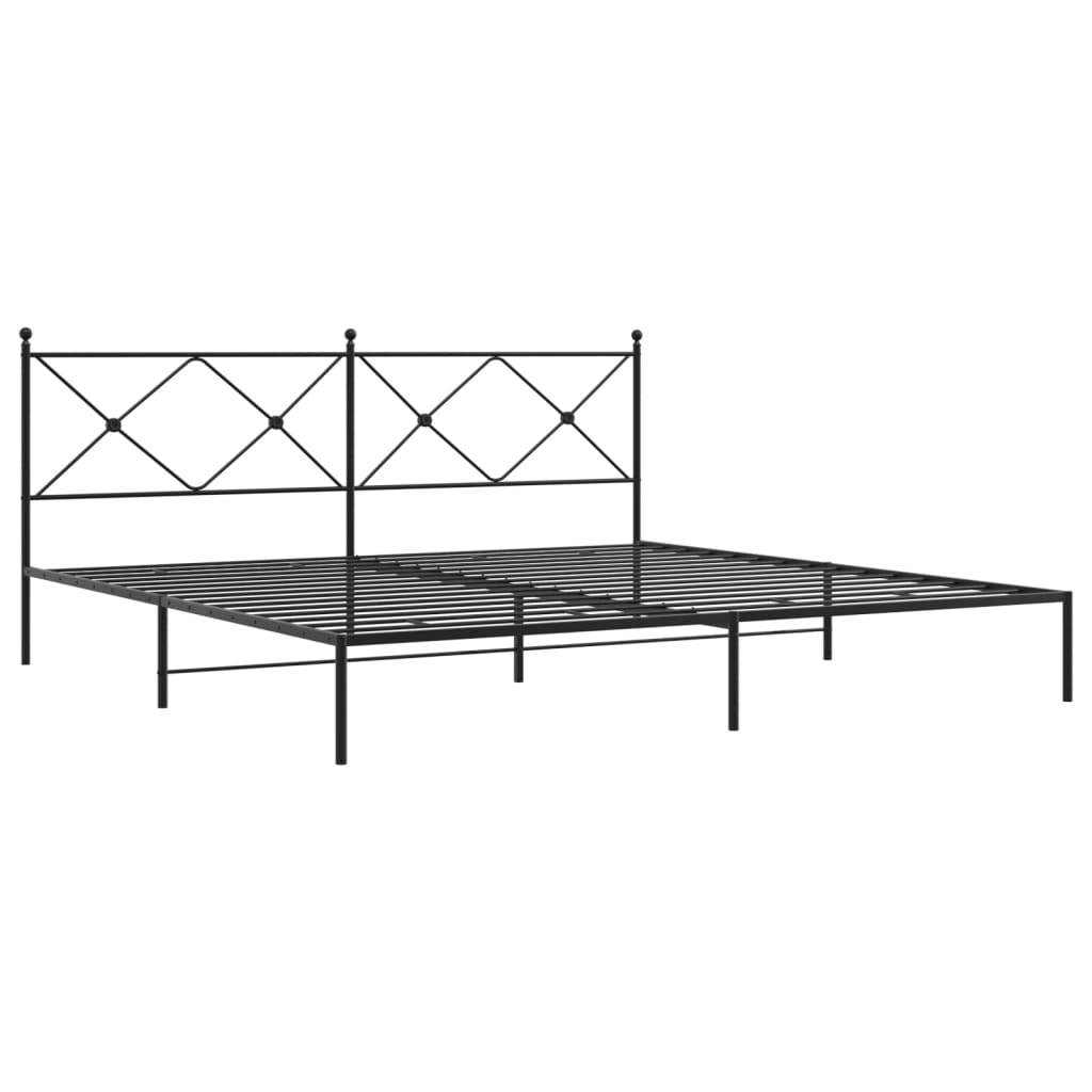 vidaXL Bedframe met hoofdbord metaal zwart 200x200 cm