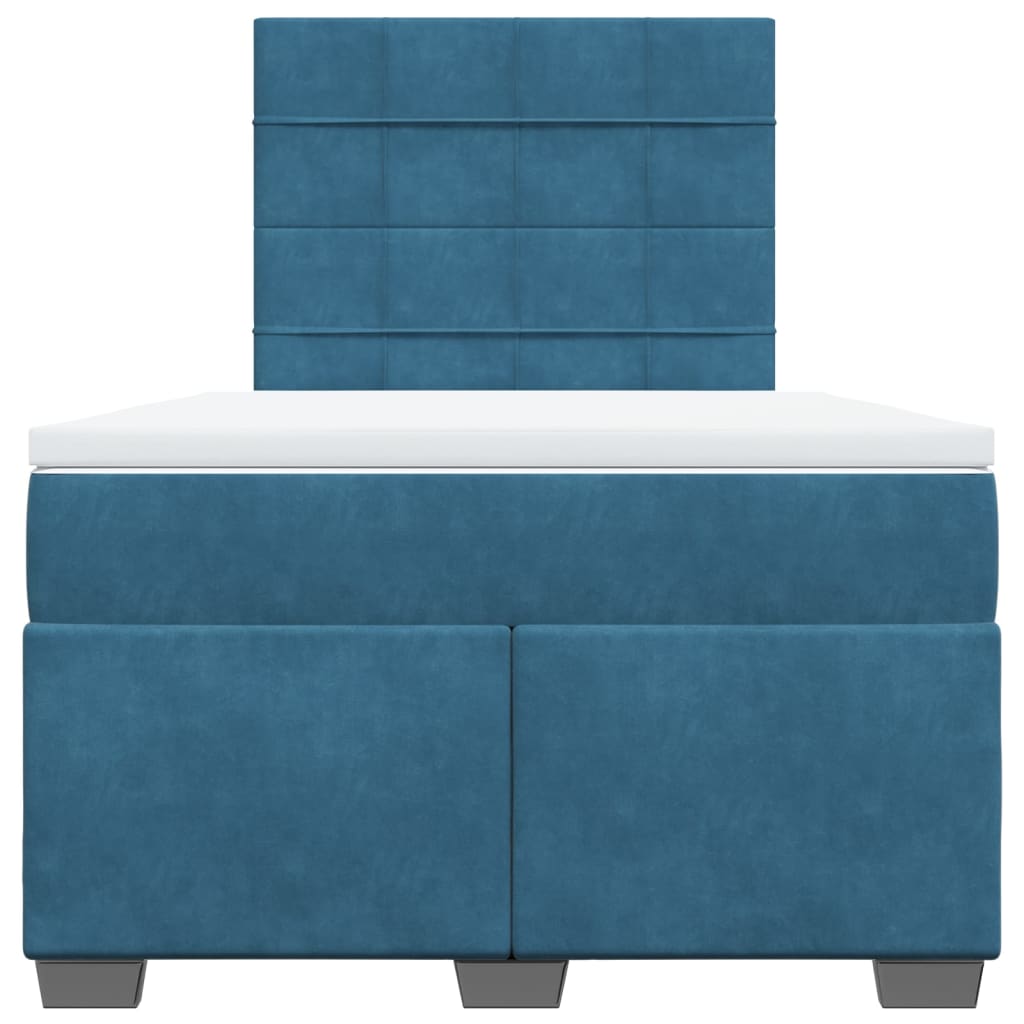 vidaXL Boxspring met matras fluweel blauw 120x190 cm