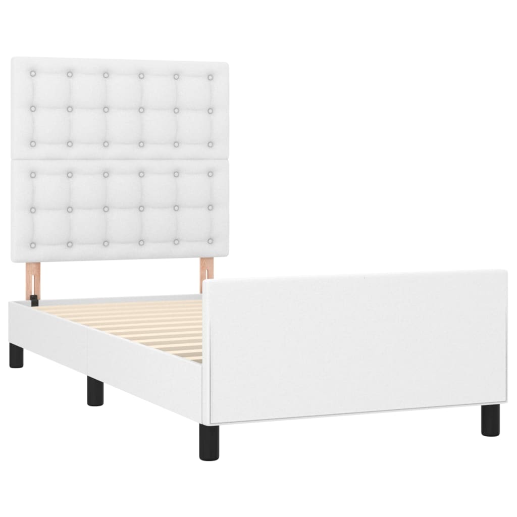 vidaXL Bedframe met hoofdbord kunstleer wit 90x200 cm