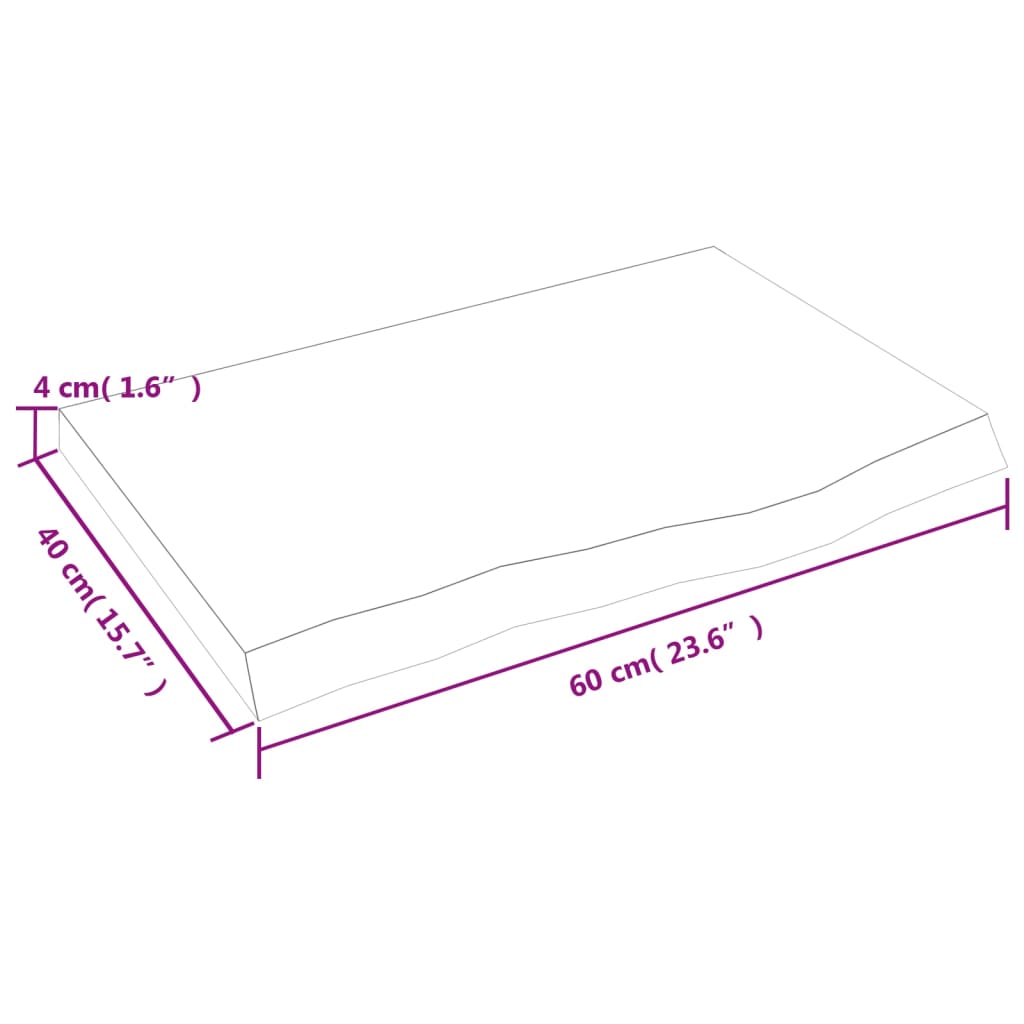 vidaXL Wastafelblad 60x40x(2-4) cm behandeld massief hout donkerbruin