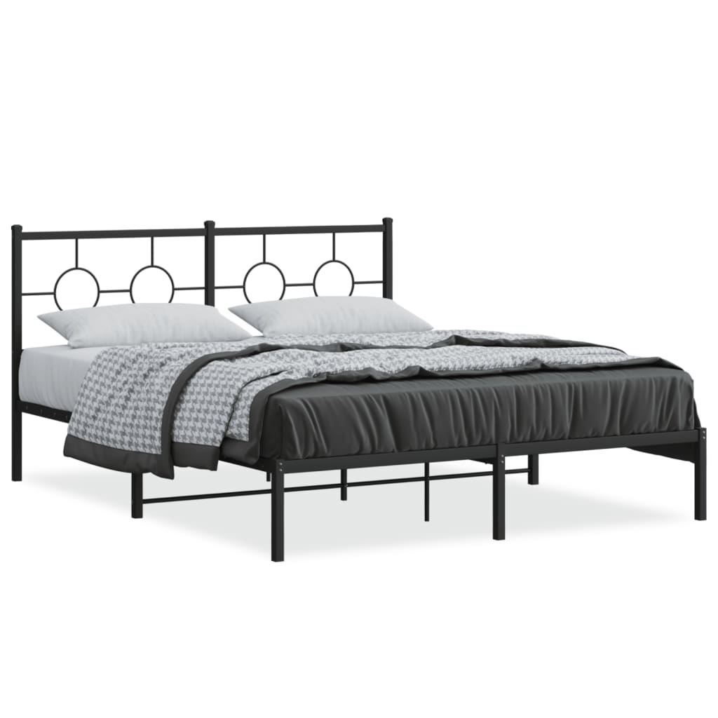 vidaXL Bedframe met hoofdbord metaal zwart 160x200 cm