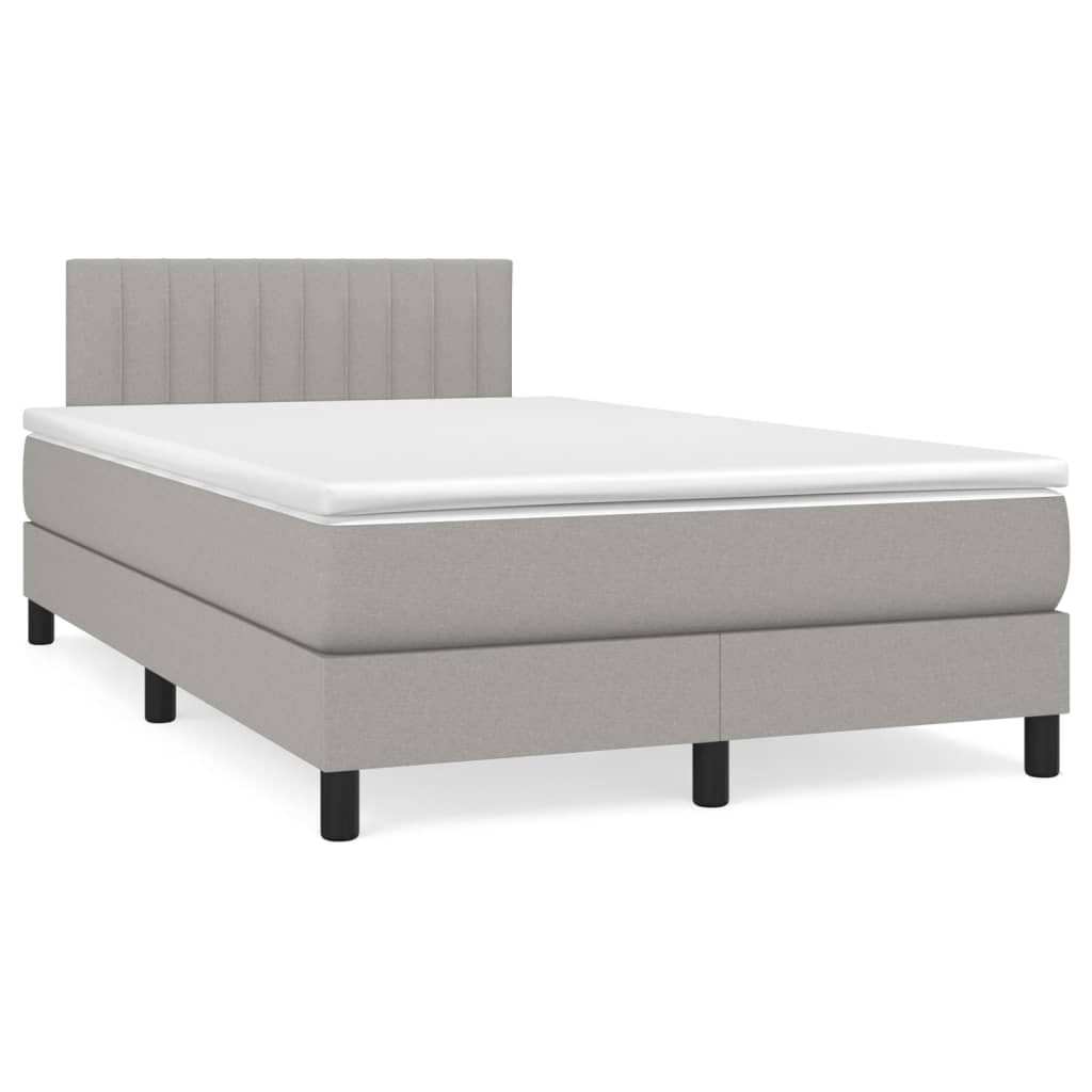 vidaXL Boxspring met matras stof lichtgrijs 120x200 cm