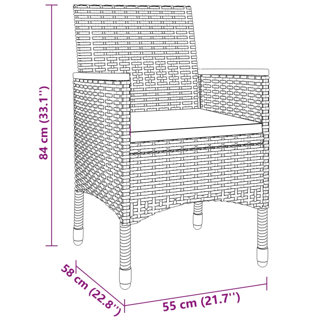 vidaXL 5-delige Tuinset poly rattan en gehard glas zwart