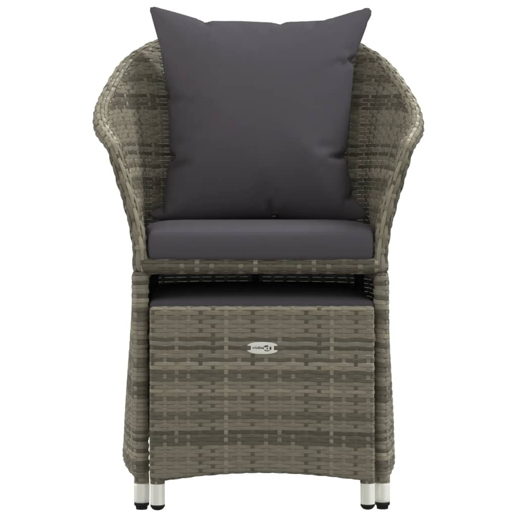 vidaXL 2-delige Loungeset met kussens poly rattan grijs