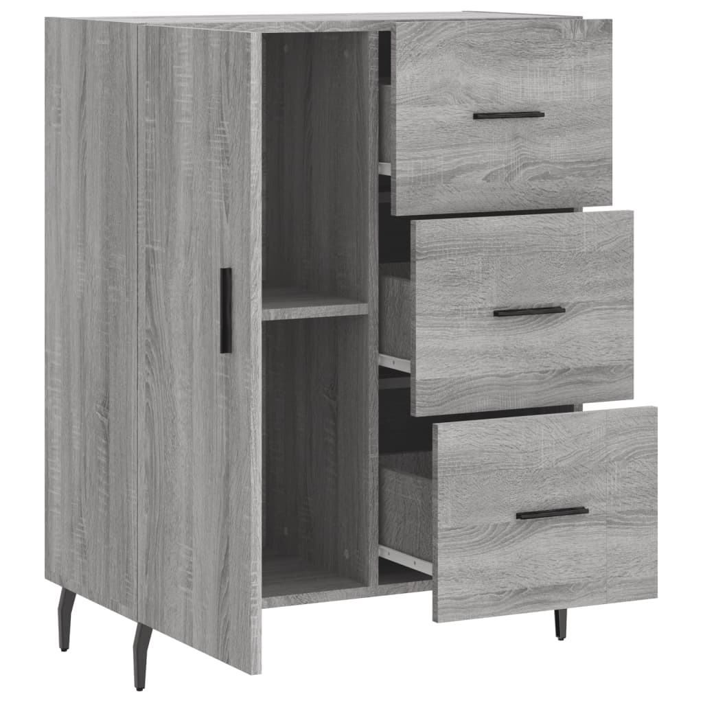 vidaXL Dressoir 69,5x34x90 cm bewerkt hout grijs sonoma eikenkleurig