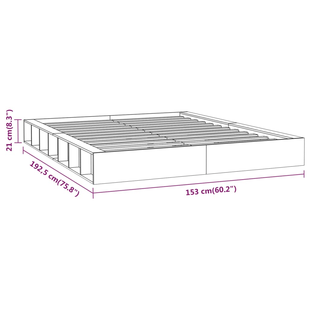 vidaXL Bedframe massief hout wit 135x190 cm