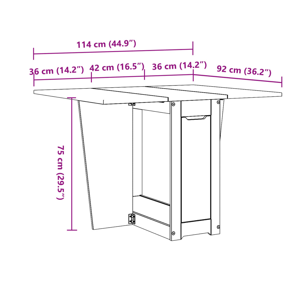 vidaXL Eettafel Corona inklapbaar massief grenenhout wit