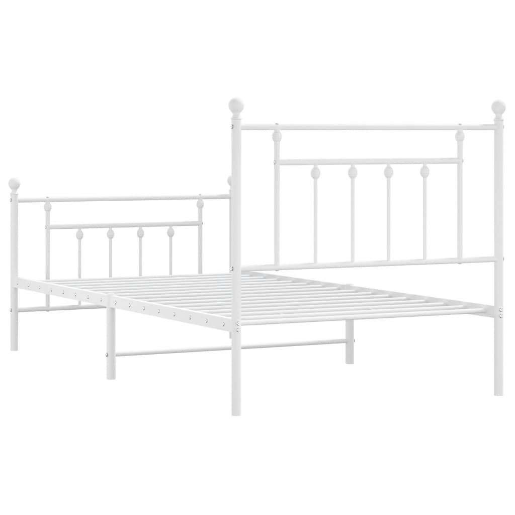 vidaXL Bedframe met hoofd- en voeteneinde metaal wit 100x190 cm