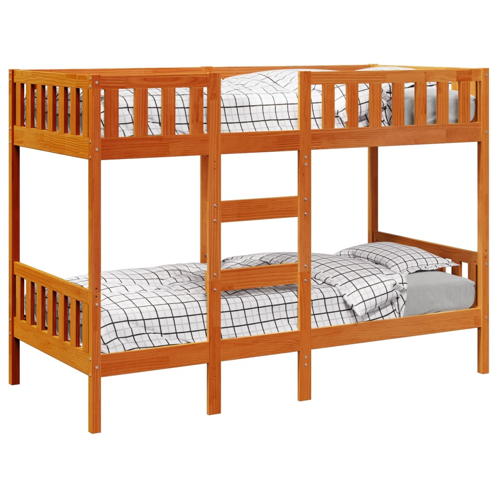 vidaXL Stapelbed massief grenenhout wasbruin 90x190 cm