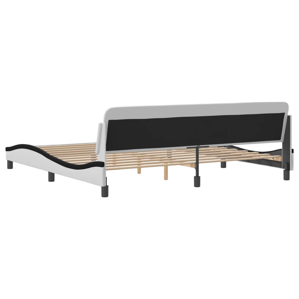 vidaXL Bedframe met hoofdbord kunstleer wit en zwart 200x200 cm