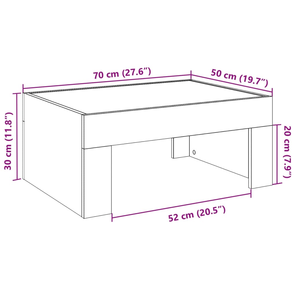 vidaXL Salontafel met Infinity LED 70x50x30 cm betongrijs