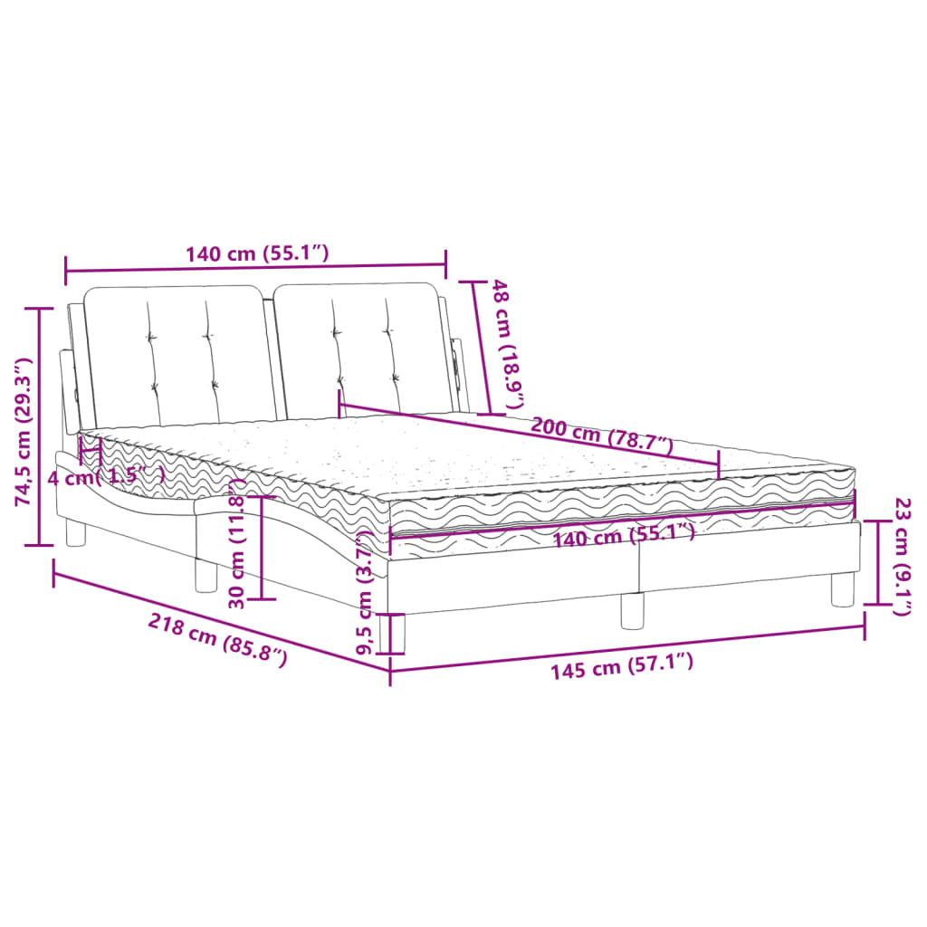 vidaXL Bed met matras kunstleer bruin 140x200 cm