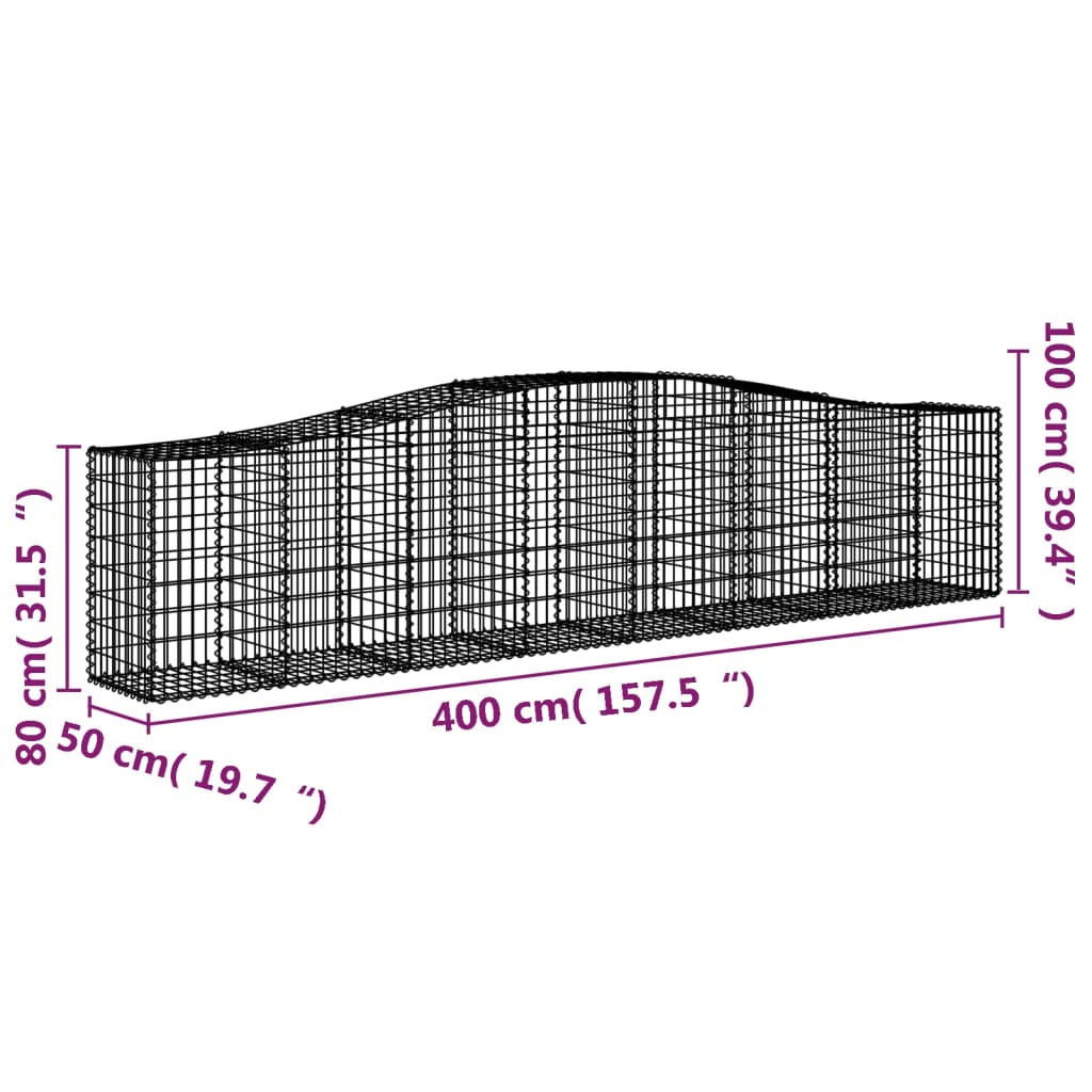 vidaXL Schanskorven 7 st gewelfd 400x50x80/100 cm gegalvaniseerd ijzer