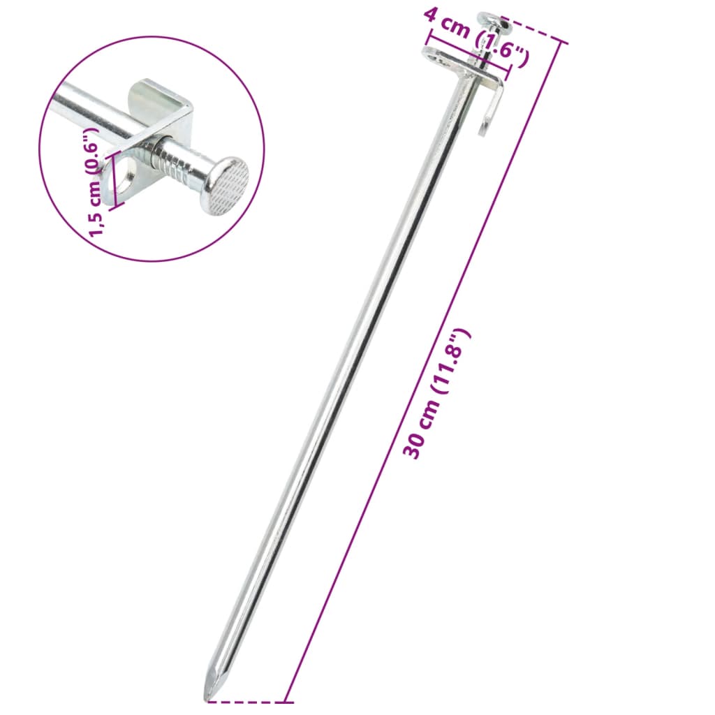 vidaXL Tentharingen 24 st 8 mm 30 cm gegalvaniseerd staal