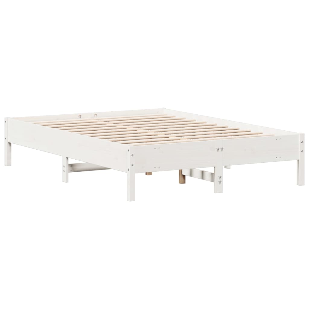 vidaXL Bedframe zonder matras massief grenenhout wit 140x190 cm