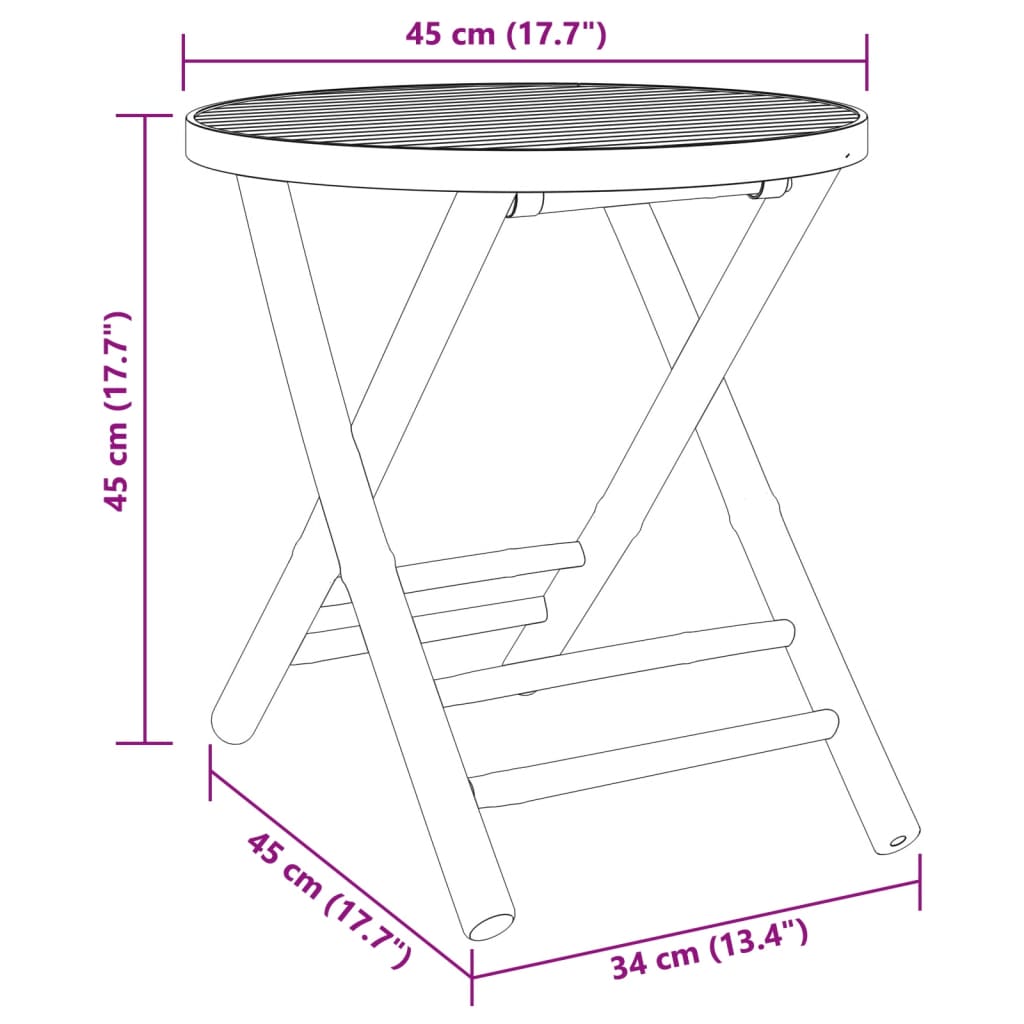 vidaXL Tuintafel inklapbaar Ø 45x45 cm bamboe