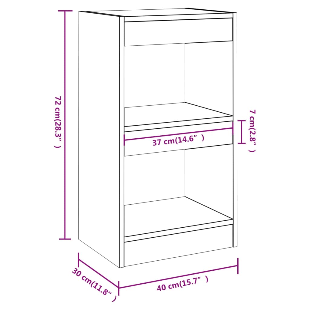 vidaXL Boekenkast/kamerscherm 40x30x72 cm gerookt eikenkleurig