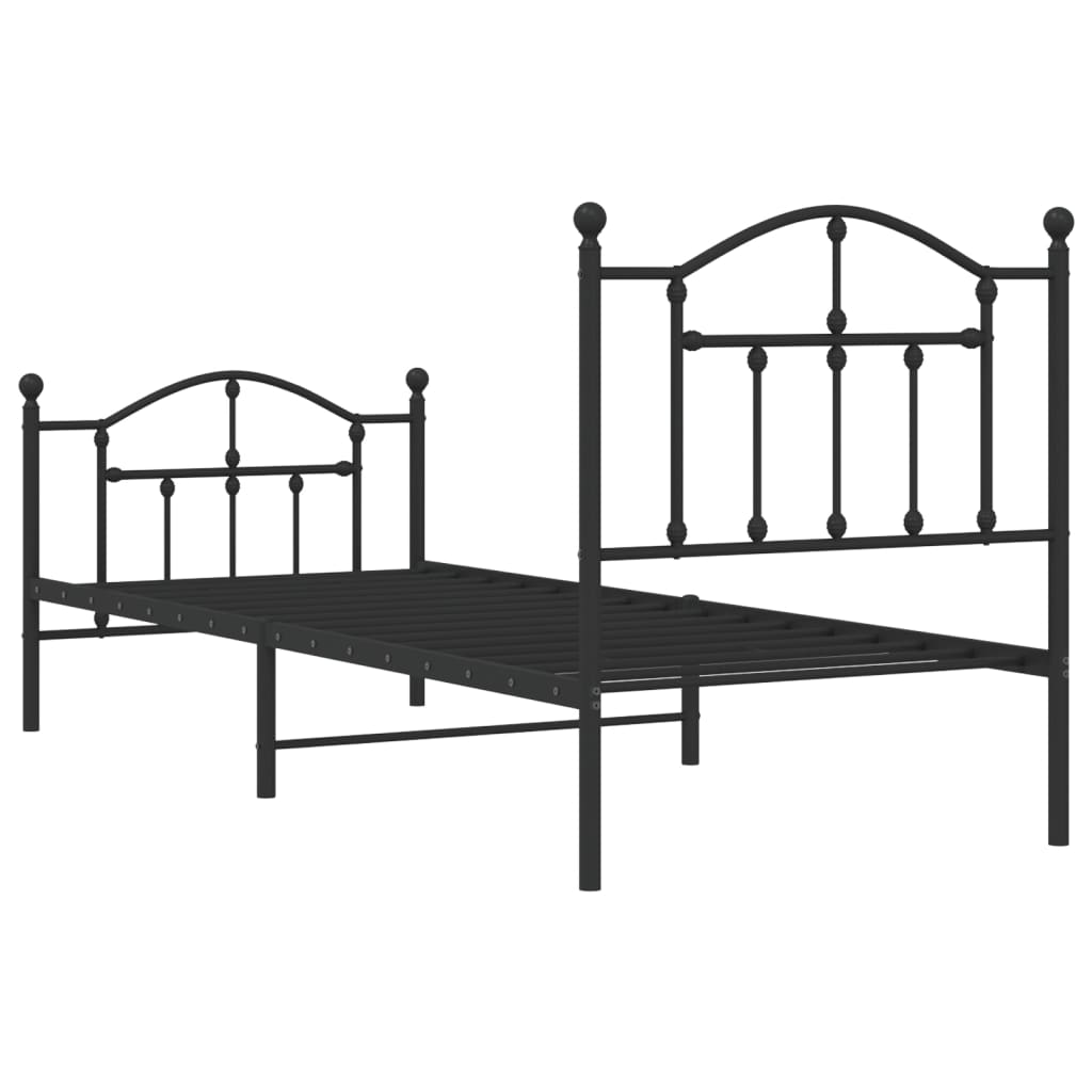 vidaXL Bedframe met hoofd- en voeteneinde metaal zwart 90x200 cm