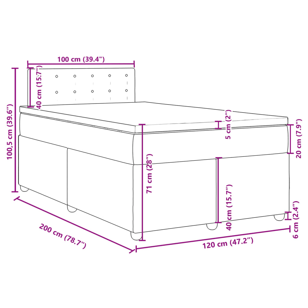 vidaXL Boxspring met matras stof taupe 120x200 cm