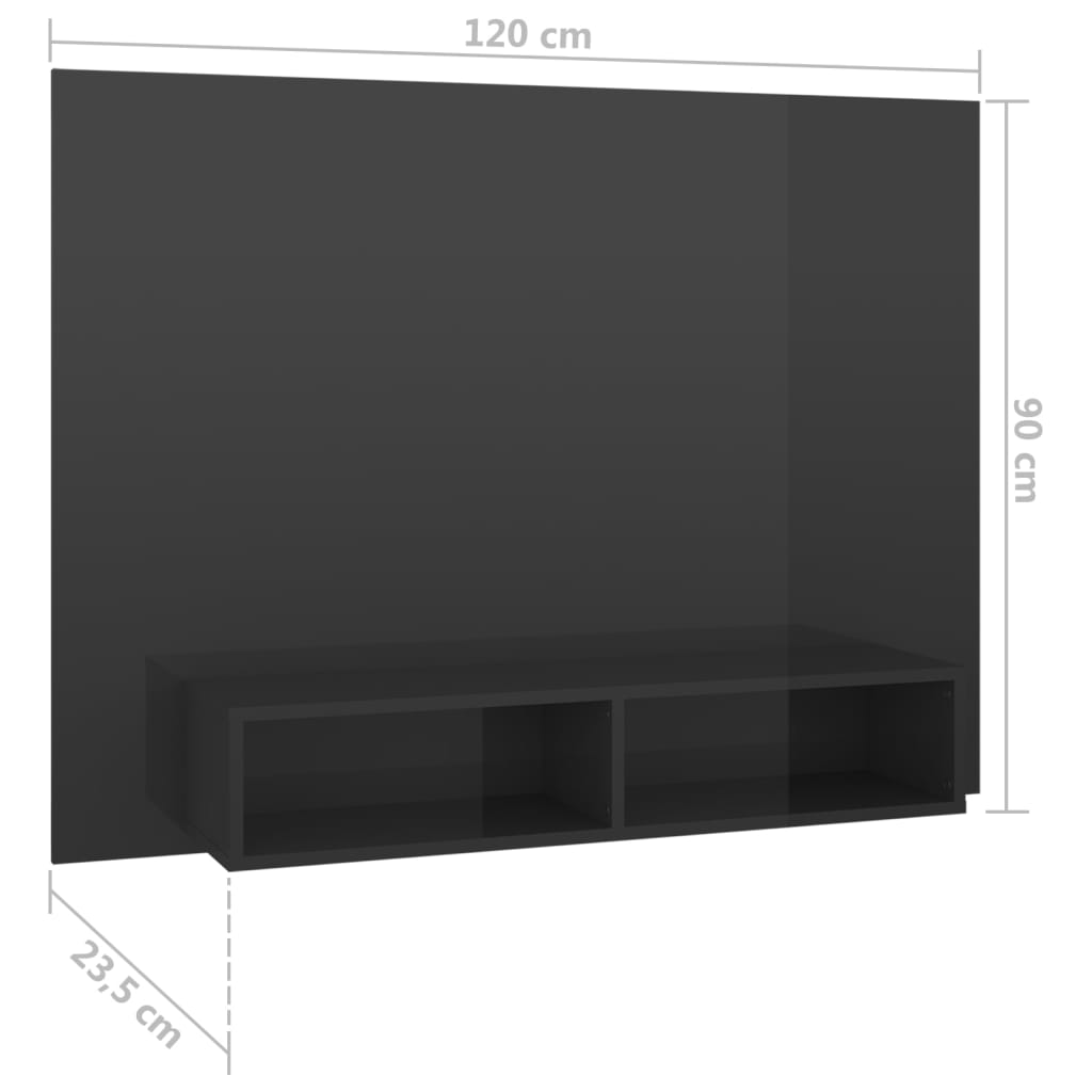 vidaXL Tv-wandmeubel 120x23,5x90 cm bewerkt hout hoogglans grijs