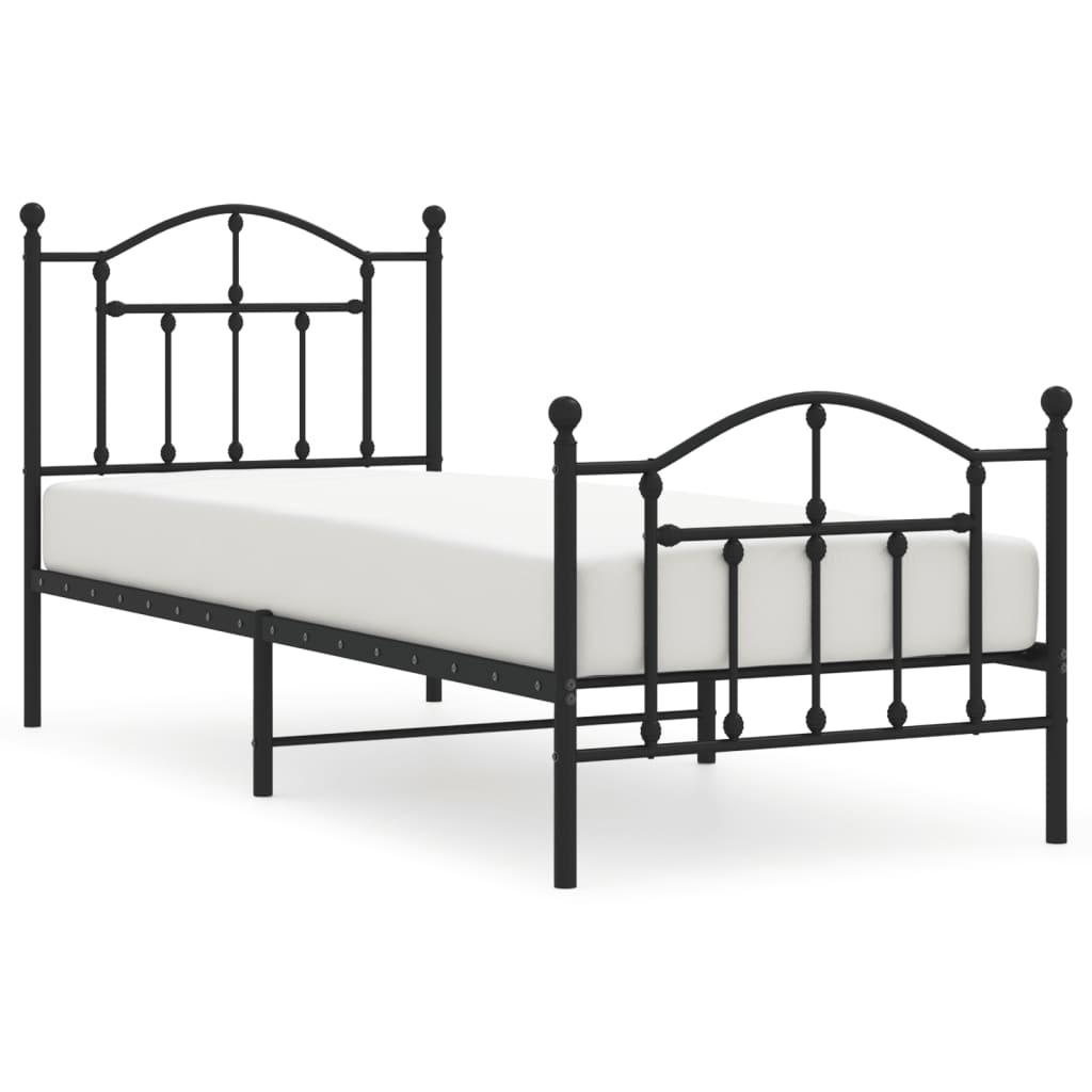 vidaXL Bedframe met hoofd- en voeteneinde metaal zwart 90x190 cm