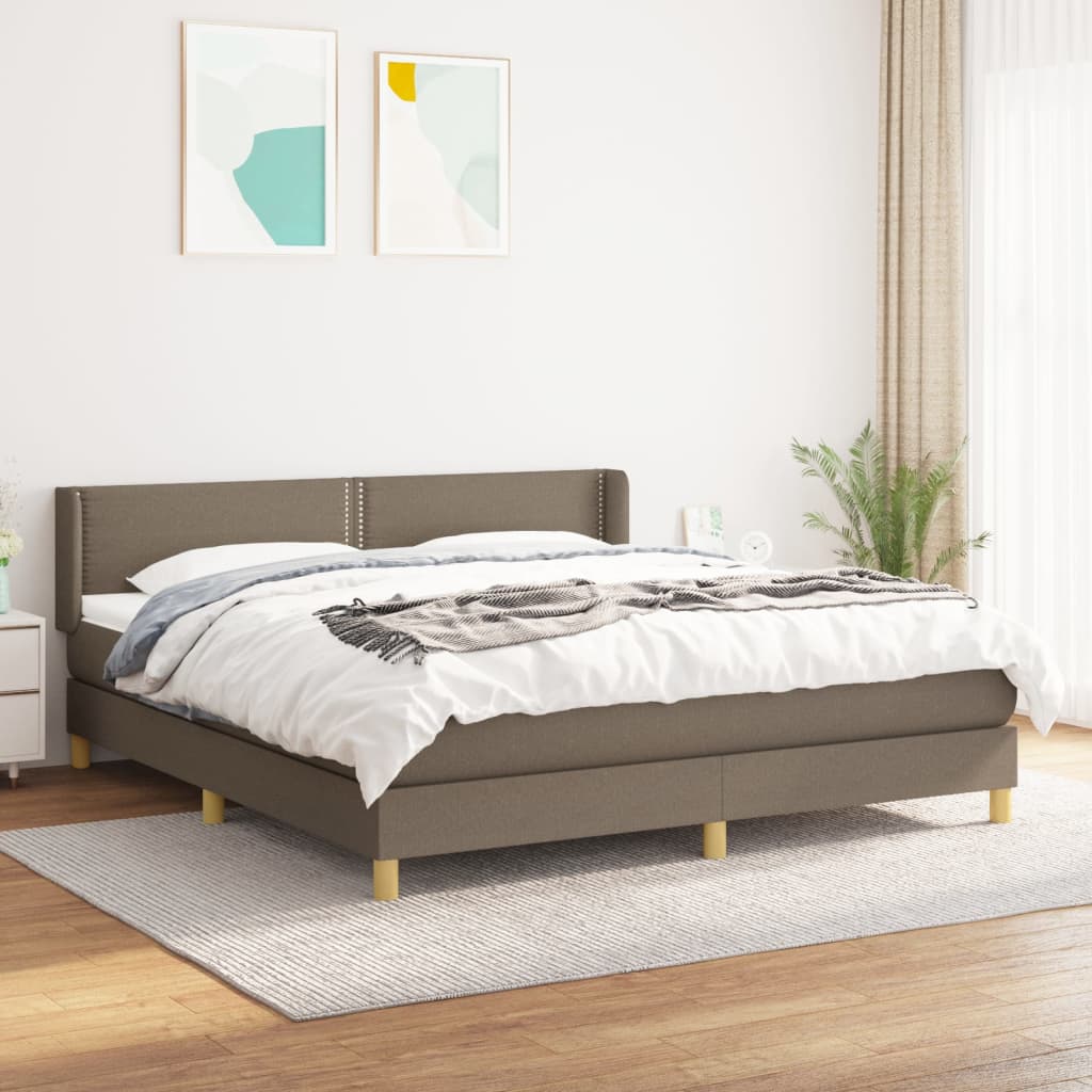 vidaXL Boxspring met matras stof taupe 160x200 cm