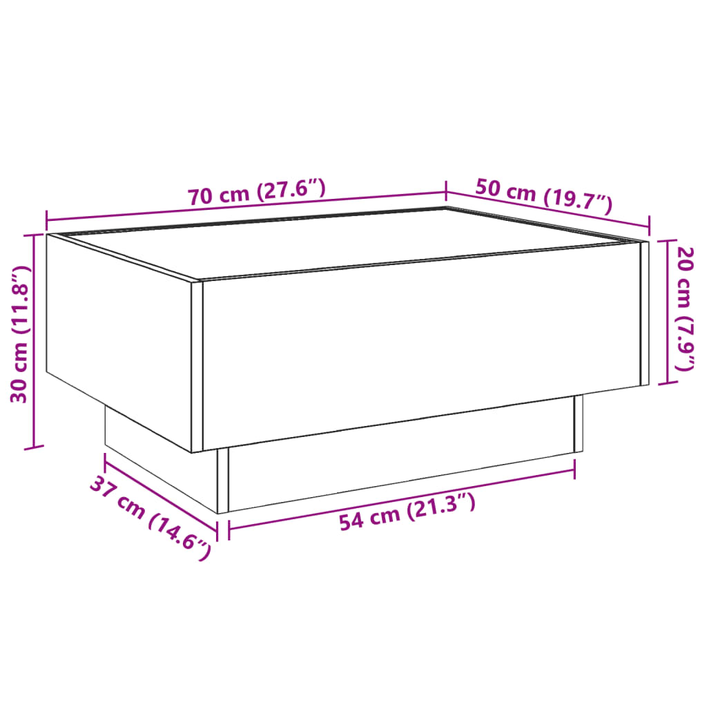 vidaXL Salontafel met LED 70x50x30 cm bewerkt hout sonoma eikenkleurig