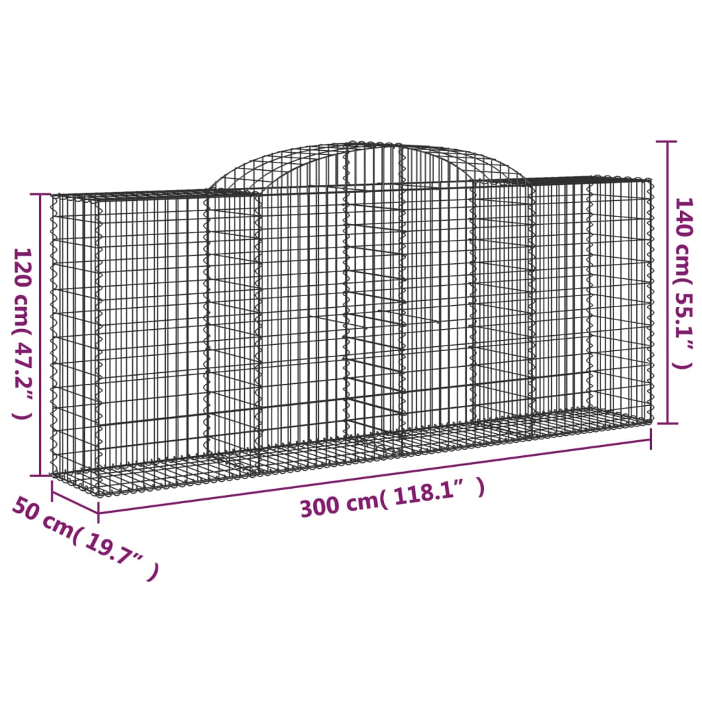 vidaXL Schanskorven 6 st gewelfd 300x50x120/140 cm ijzer