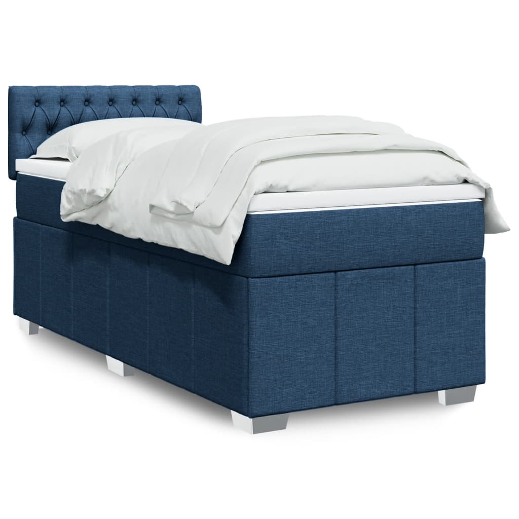 vidaXL Boxspring met matras stof blauw 90x190 cm