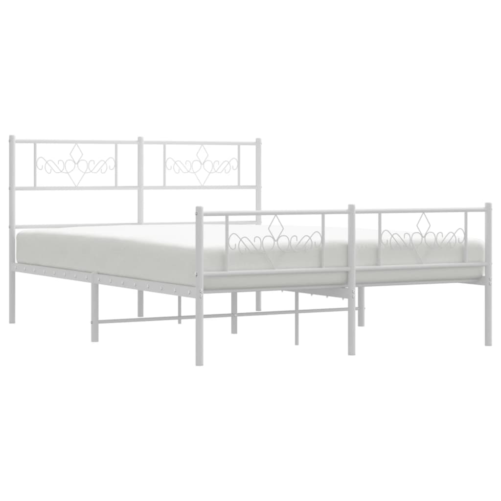 vidaXL Bedframe met hoofd- en voeteneinde metaal wit 140x190 cm