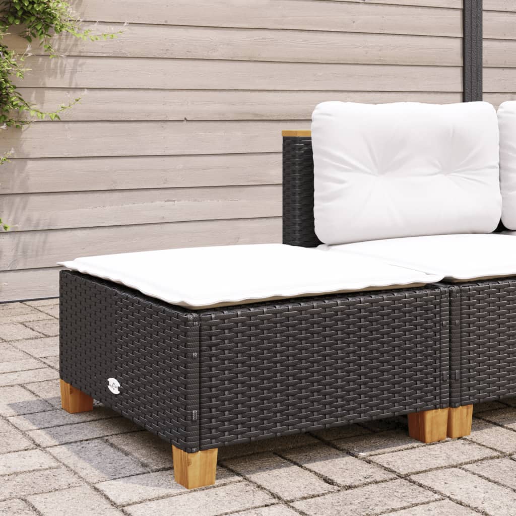 vidaXL Tuinkruk met kussen 63,5x56x32 cm poly rattan zwart