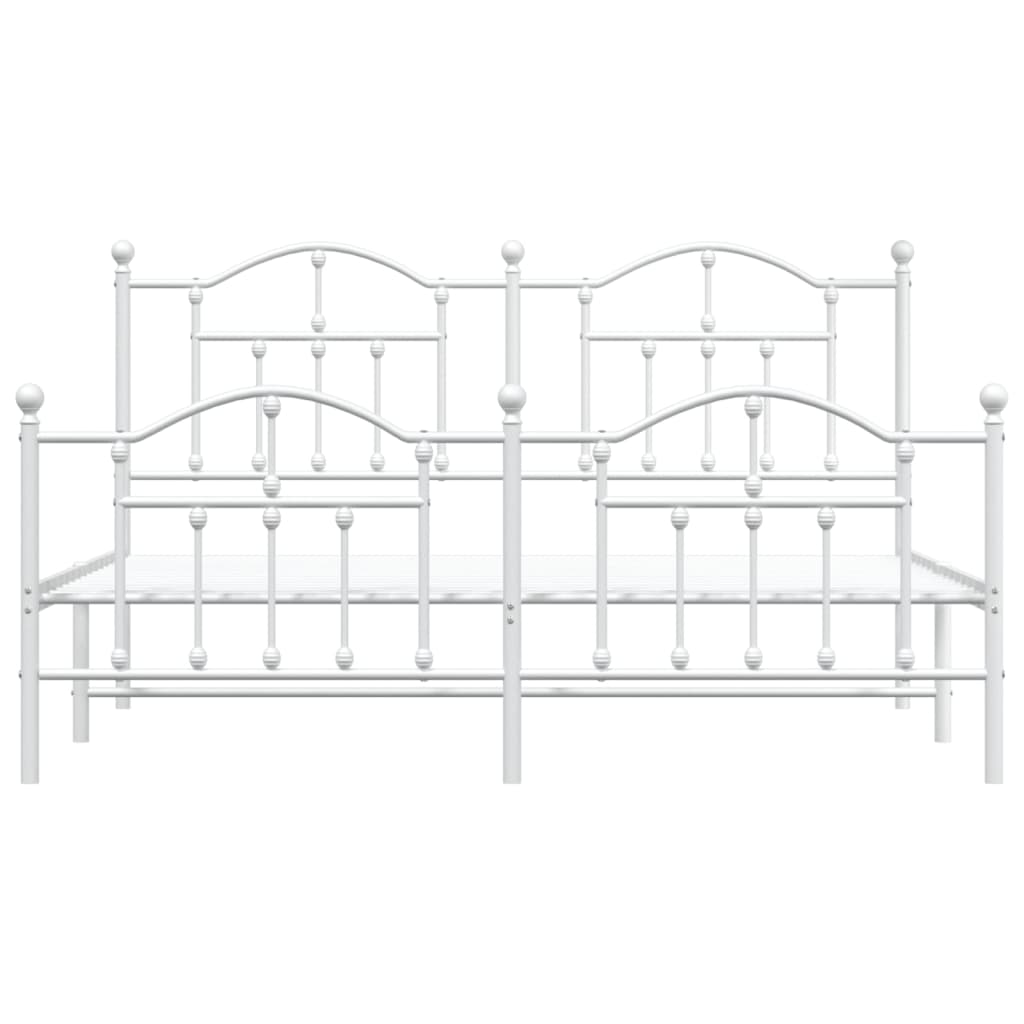 vidaXL Bedframe met hoofd- en voeteneinde metaal wit 183x213 cm