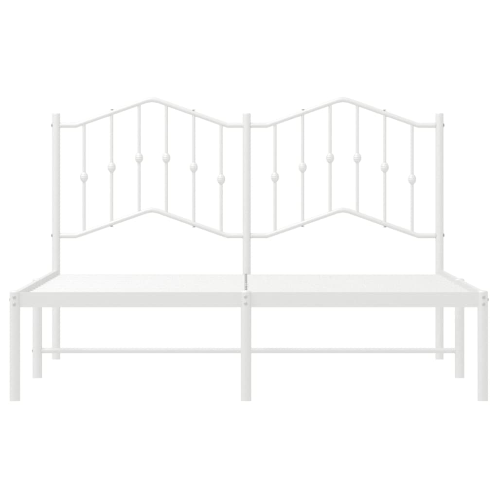 vidaXL Bedframe met hoofdbord metaal wit 135x190 cm