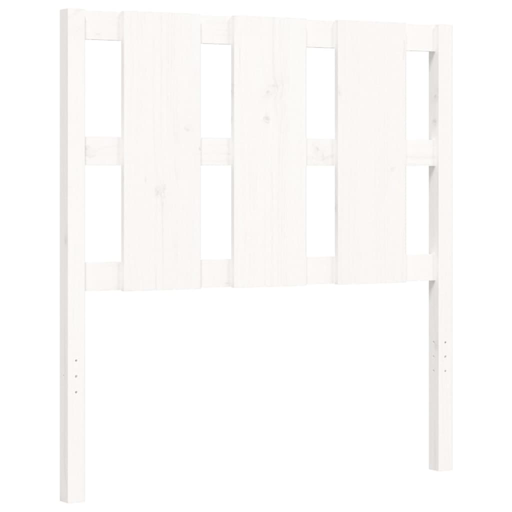 vidaXL Bedframe met hoofdbord massief hout wit 90x200 cm