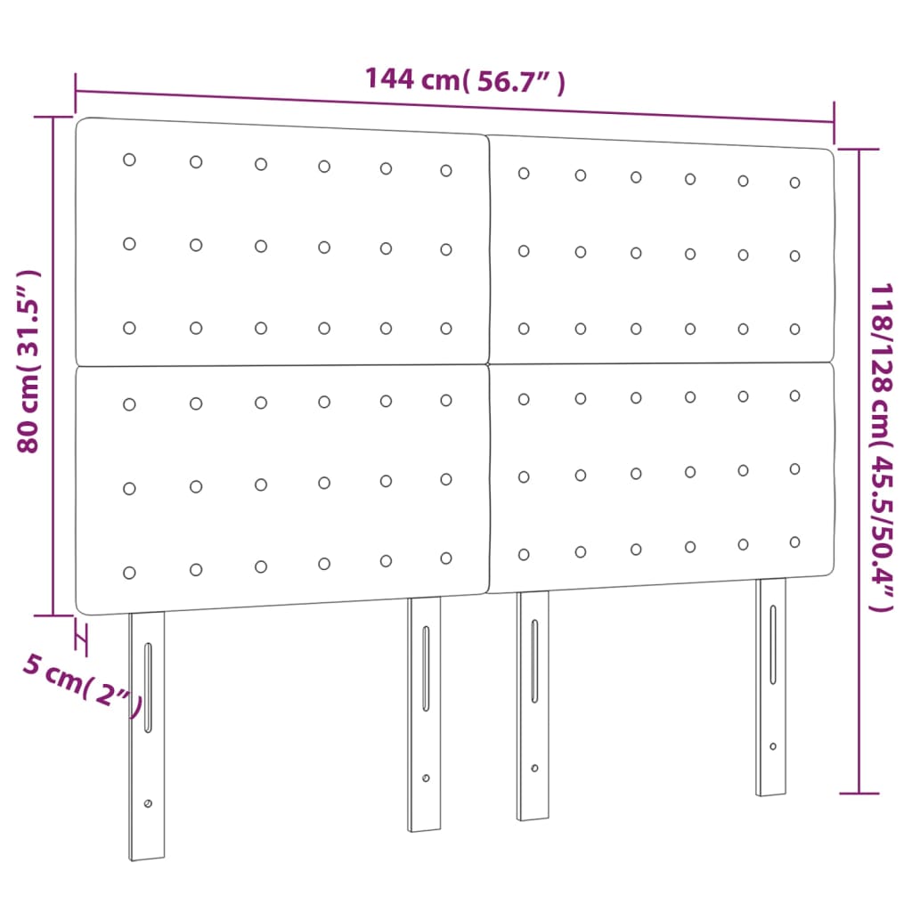 vidaXL Hoofdborden 4 st 72x5x78/88 cm stof lichtgrijs