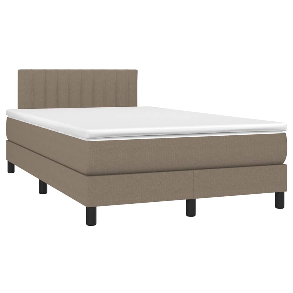 vidaXL Boxspring met matras en LED stof taupe 120x200 cm