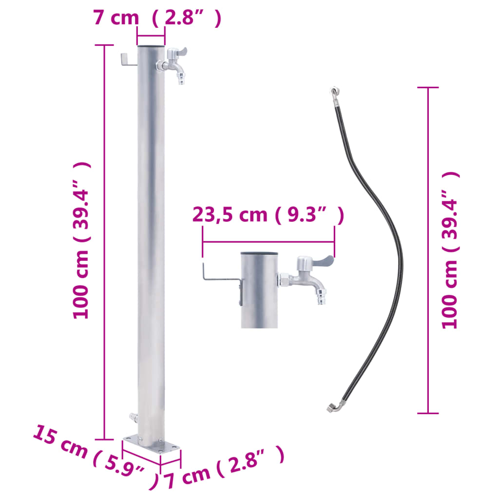 vidaXL Waterzuil 100 cm roestvrij staal rond