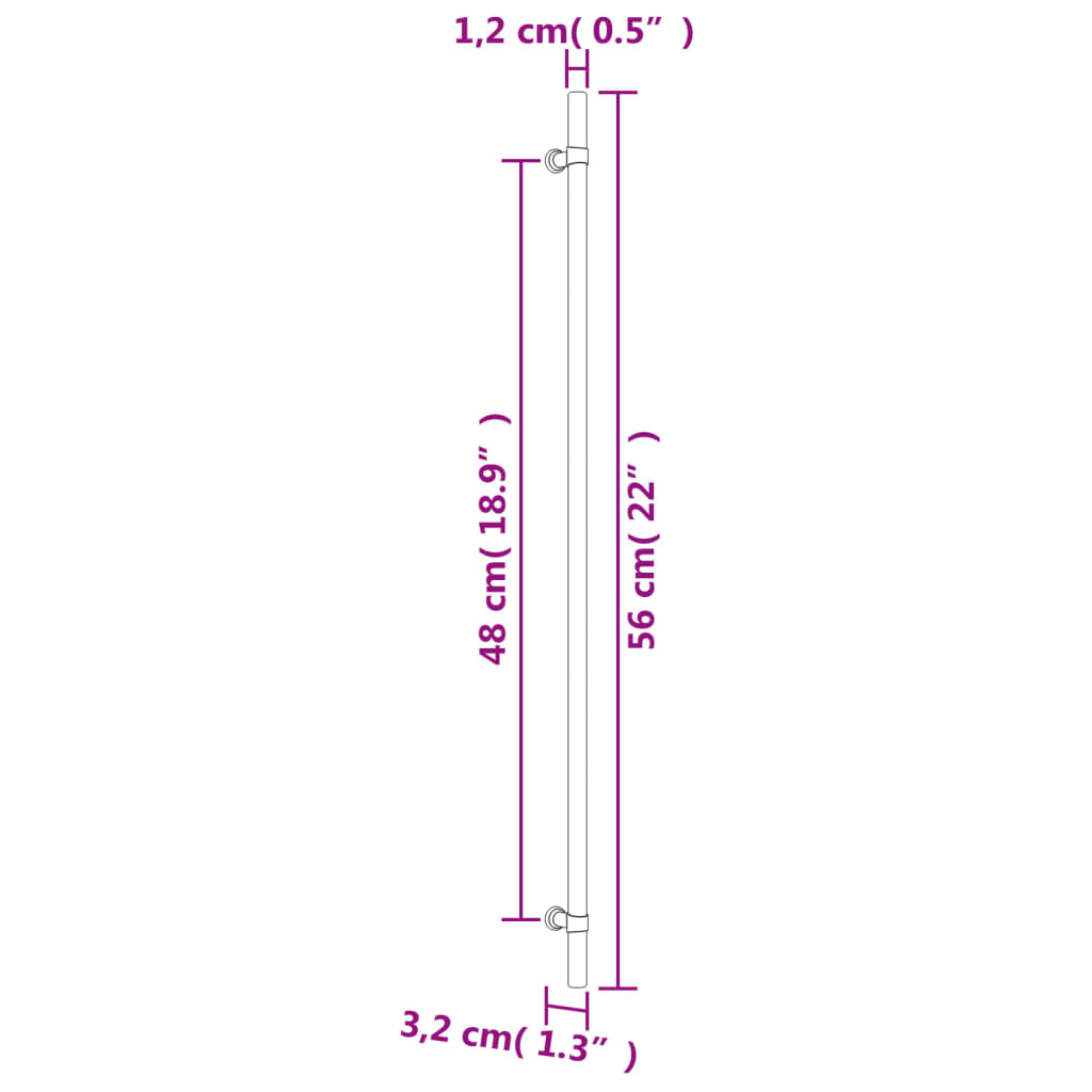 vidaXL Handvatten 20 st 480 mm roestvrij staal zwart