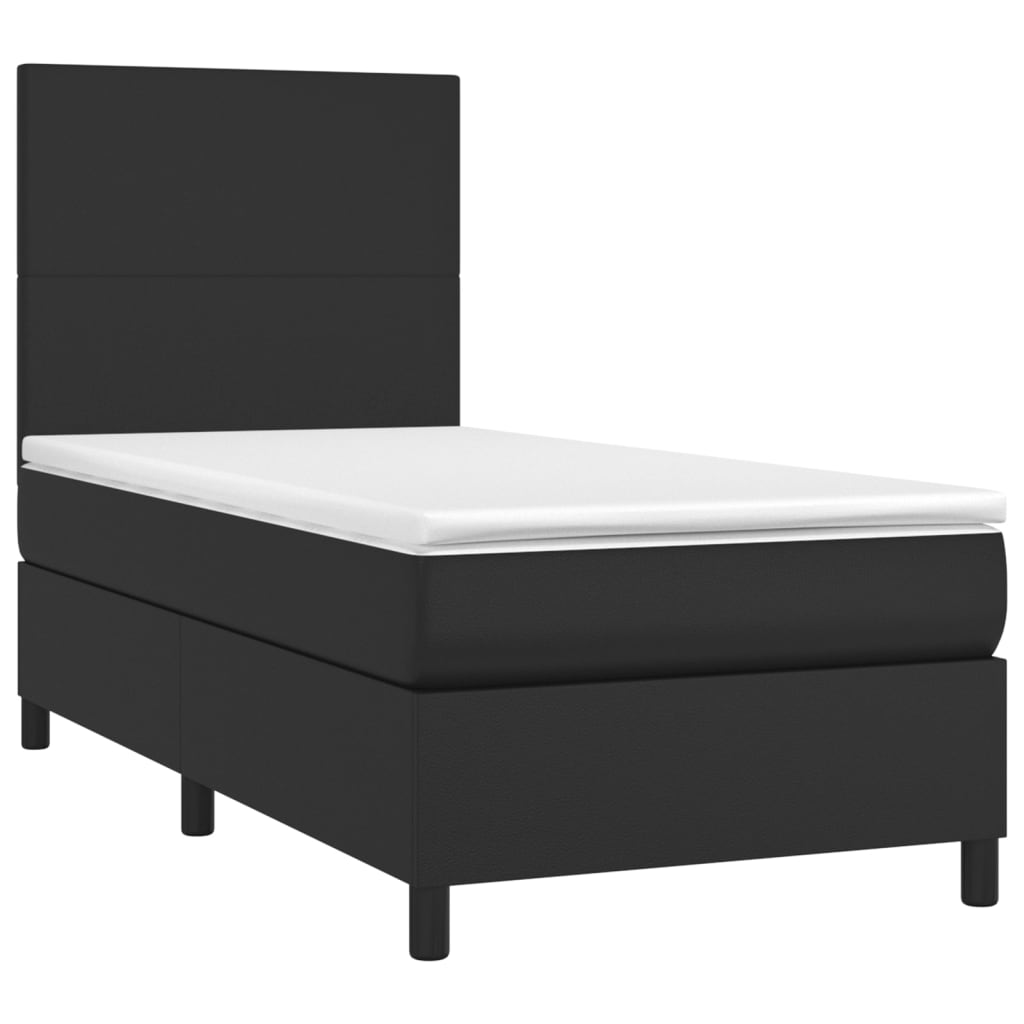 vidaXL Boxspring met matras en LED kunstleer zwart 90x190 cm