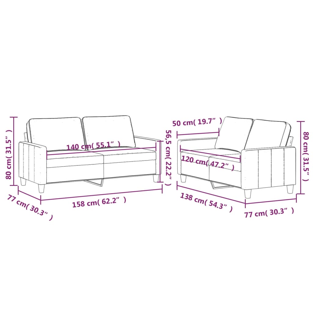 vidaXL 2-delige Loungeset met kussens fluweel blauw