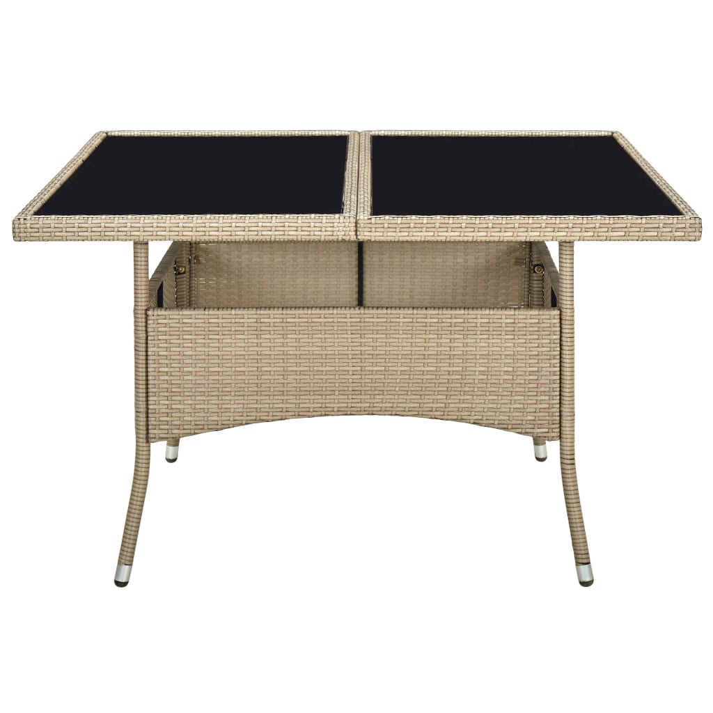 vidaXL Tuintafel poly rattan en glas beige