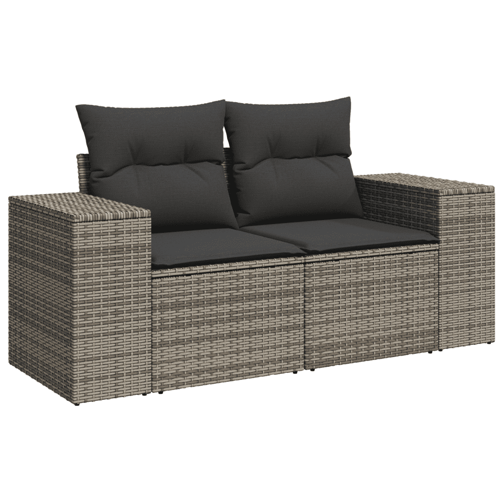 vidaXL 12-delige Loungeset met kussens poly rattan grijs